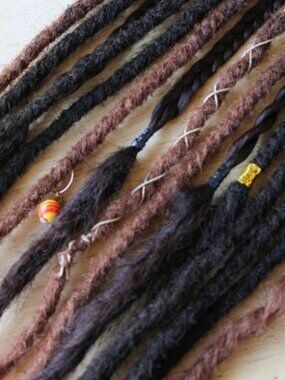 Brown + Reddish Synthetic Hair Dreadlocks Accents Locs Braid Viking Hippie Boho